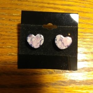 Ceramic Metallic Heart Earrings